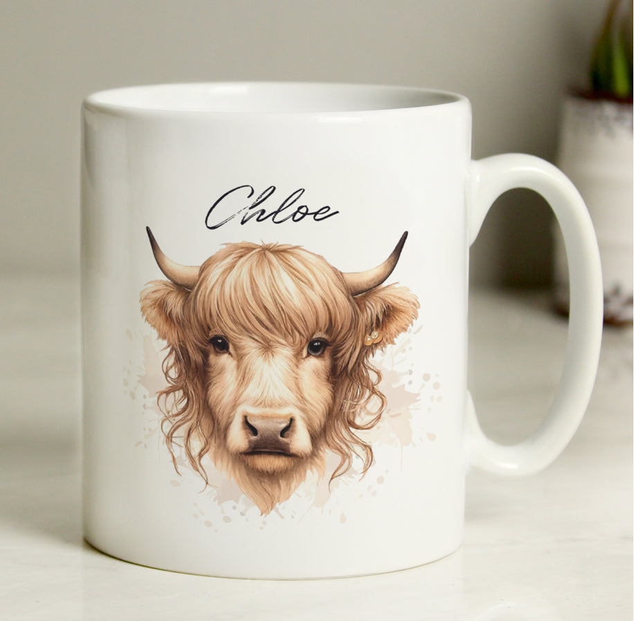 Personalised Highland Cow Mug - Female