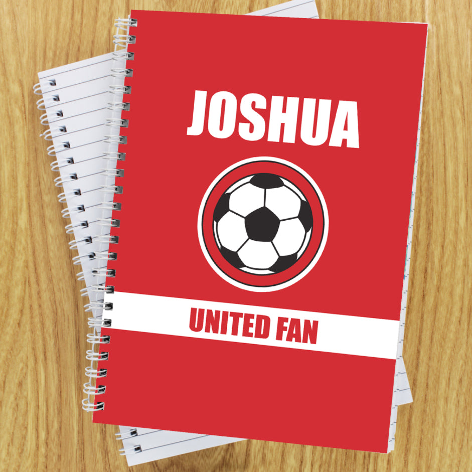 Personalised Red Football Fan A5 Notebook
