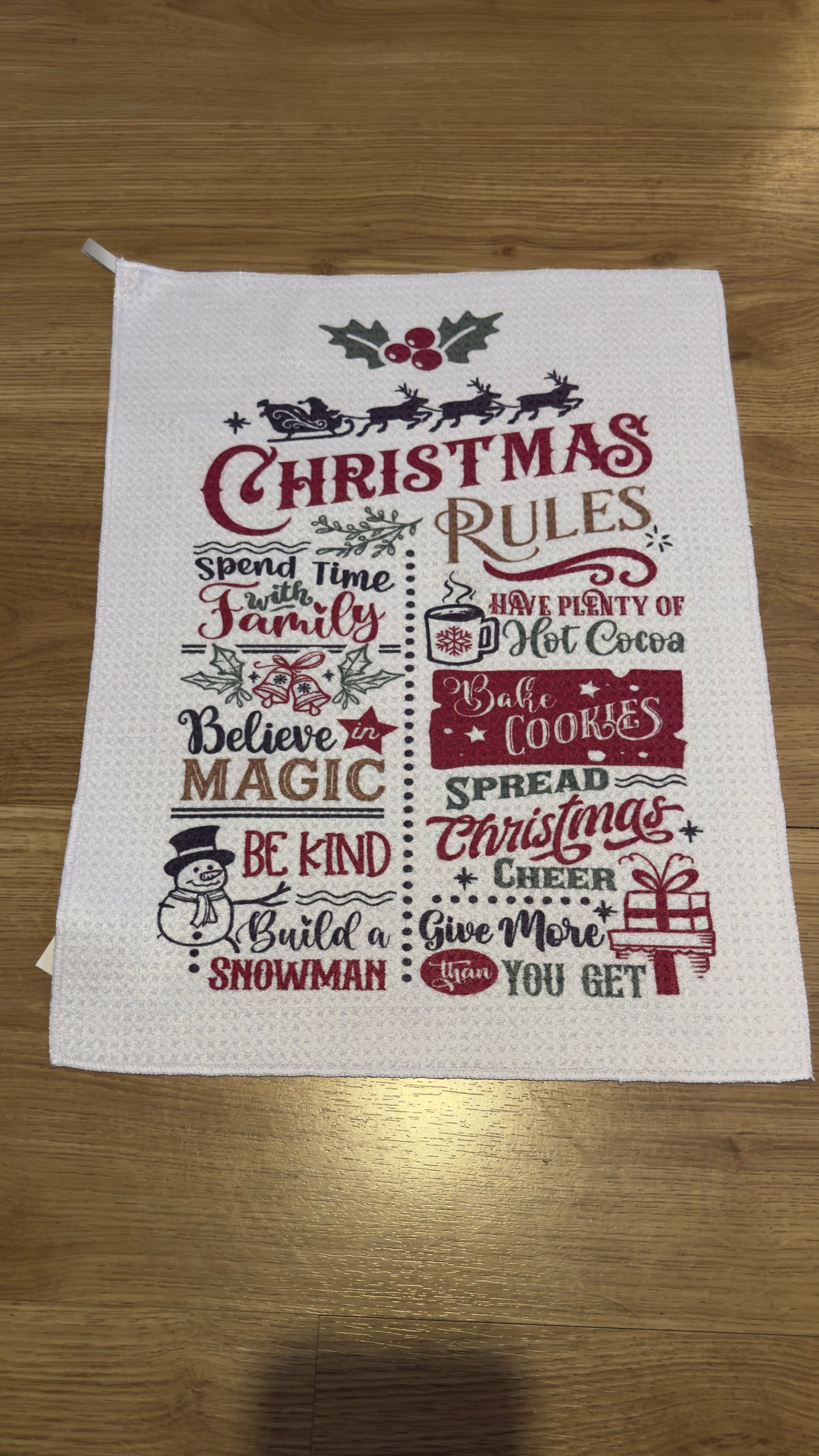 Christmas Rules Tea Towel