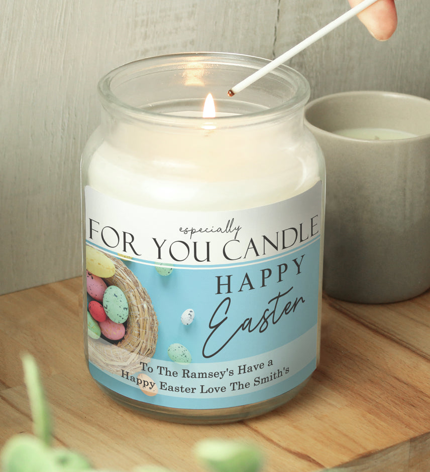 Personalised Happy Easter Large Scented Candle Jar