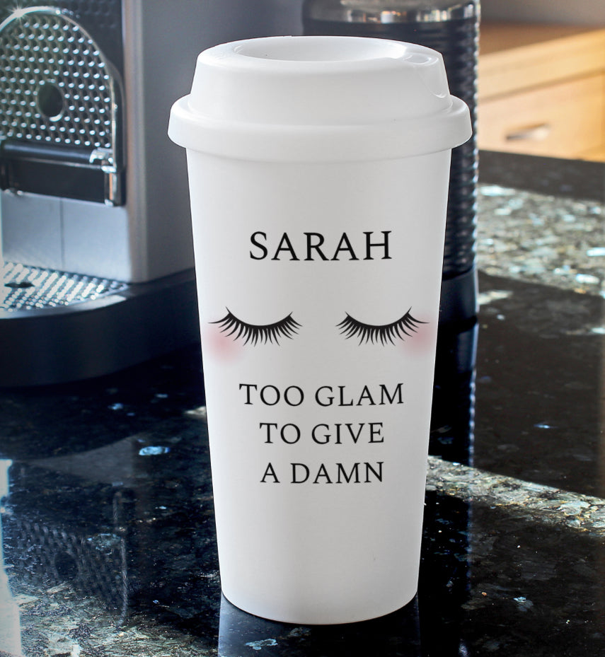 Personalised Eyelashes Insulated Reusable Eco Travel Cup