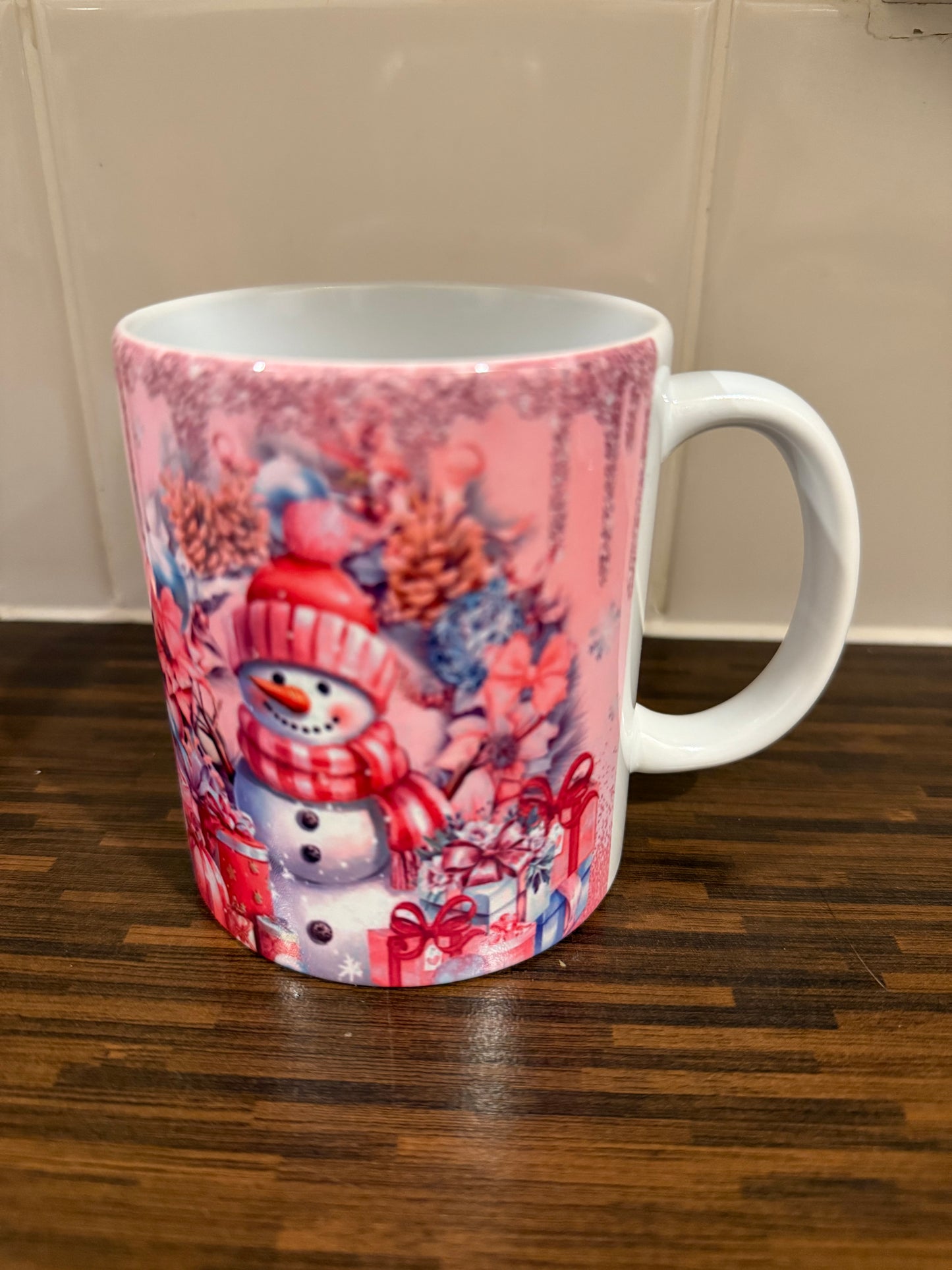 Pink Snowman Mug
