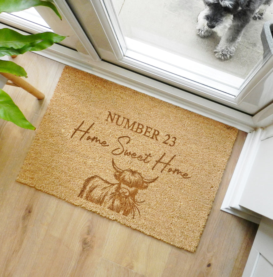 Personalised Highland Cow Doormat