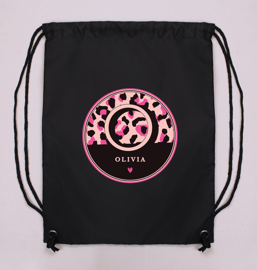 Personalised Leopard Print Black Kit Bag
