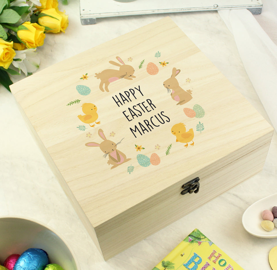 Personalised Easter Bunny Wooden Treat Box