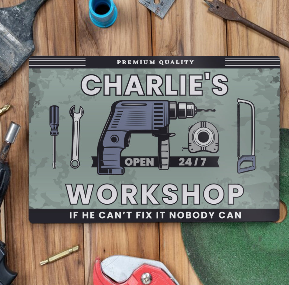 Personalised Workshop Metal Sign