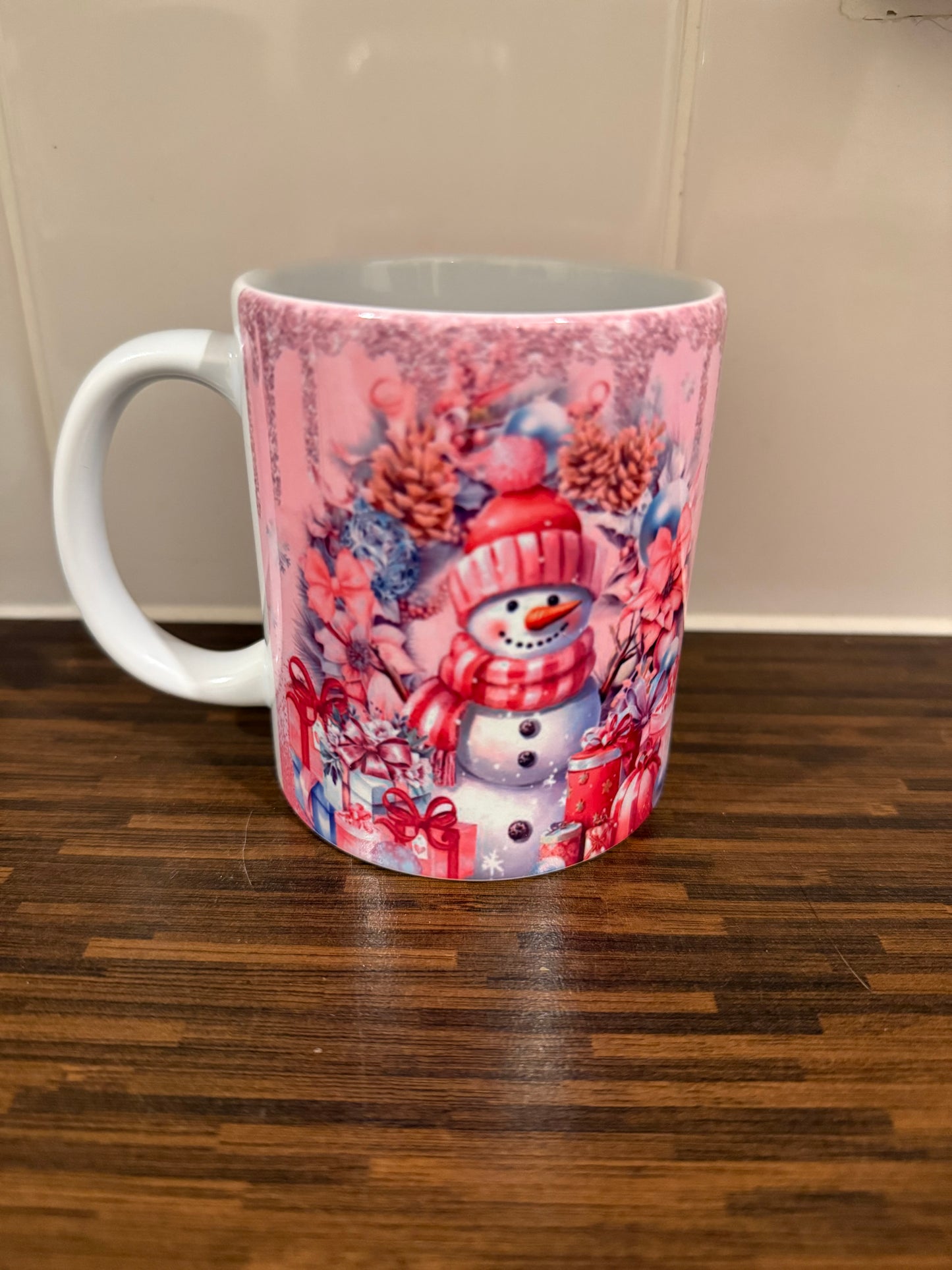 Pink Snowman Mug