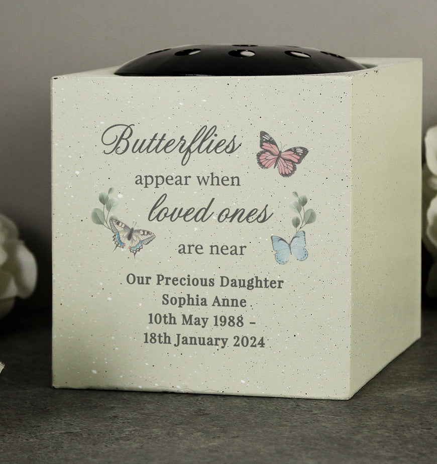 Personalised Butterflies Appear Memorial Vase