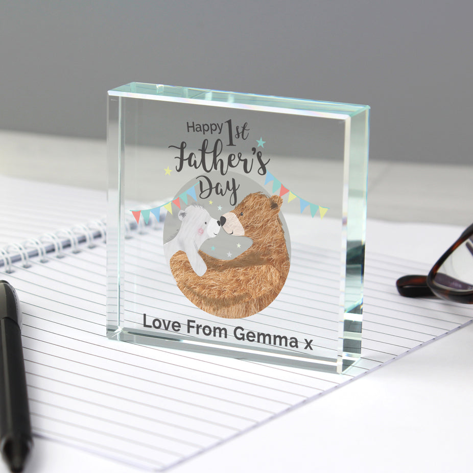 Personalised 1st Father's Day Daddy Bear Crystal Token
