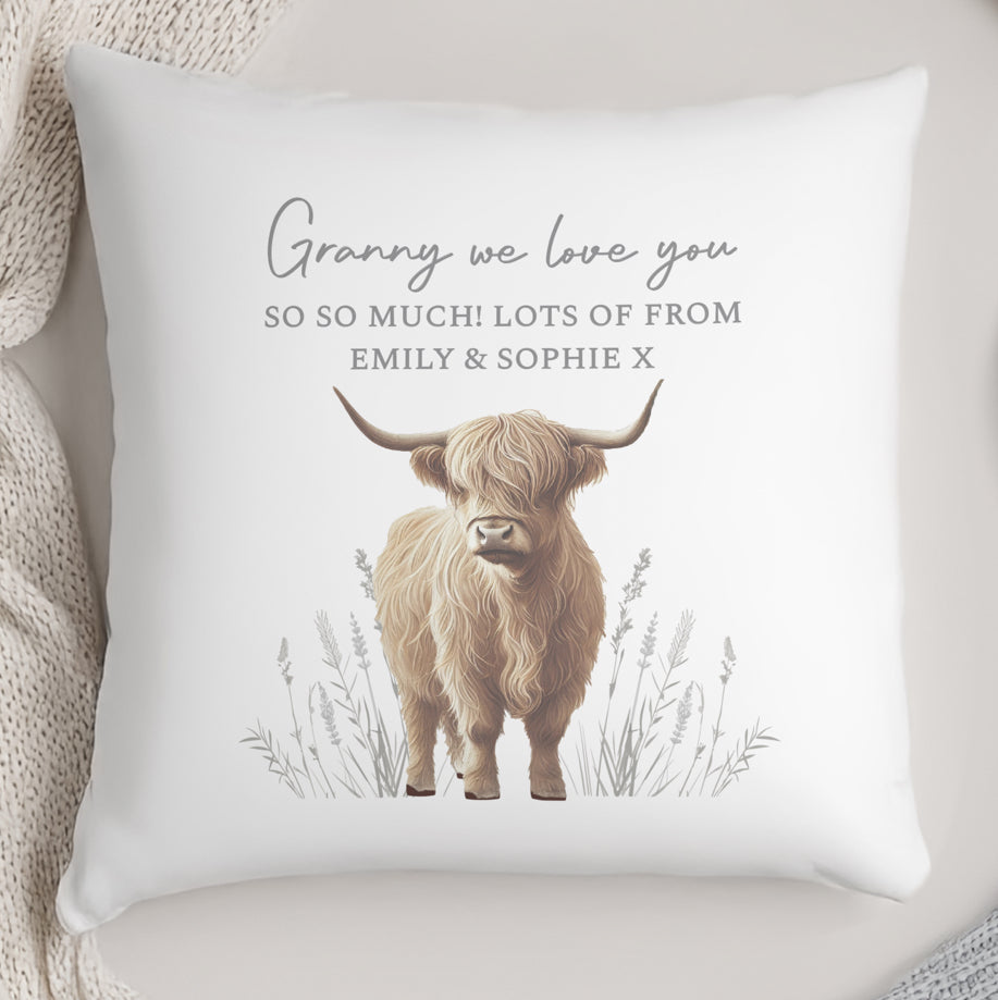 Personalised Highland Cow Cushion