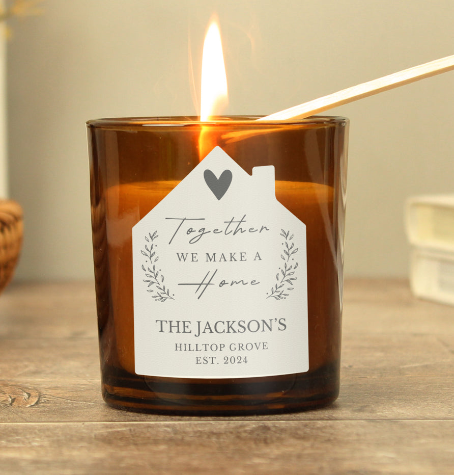 Personalised Home Amber Glass Candle