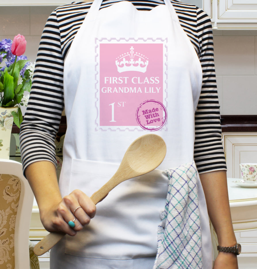 Personalised Pink 1st Class Apron