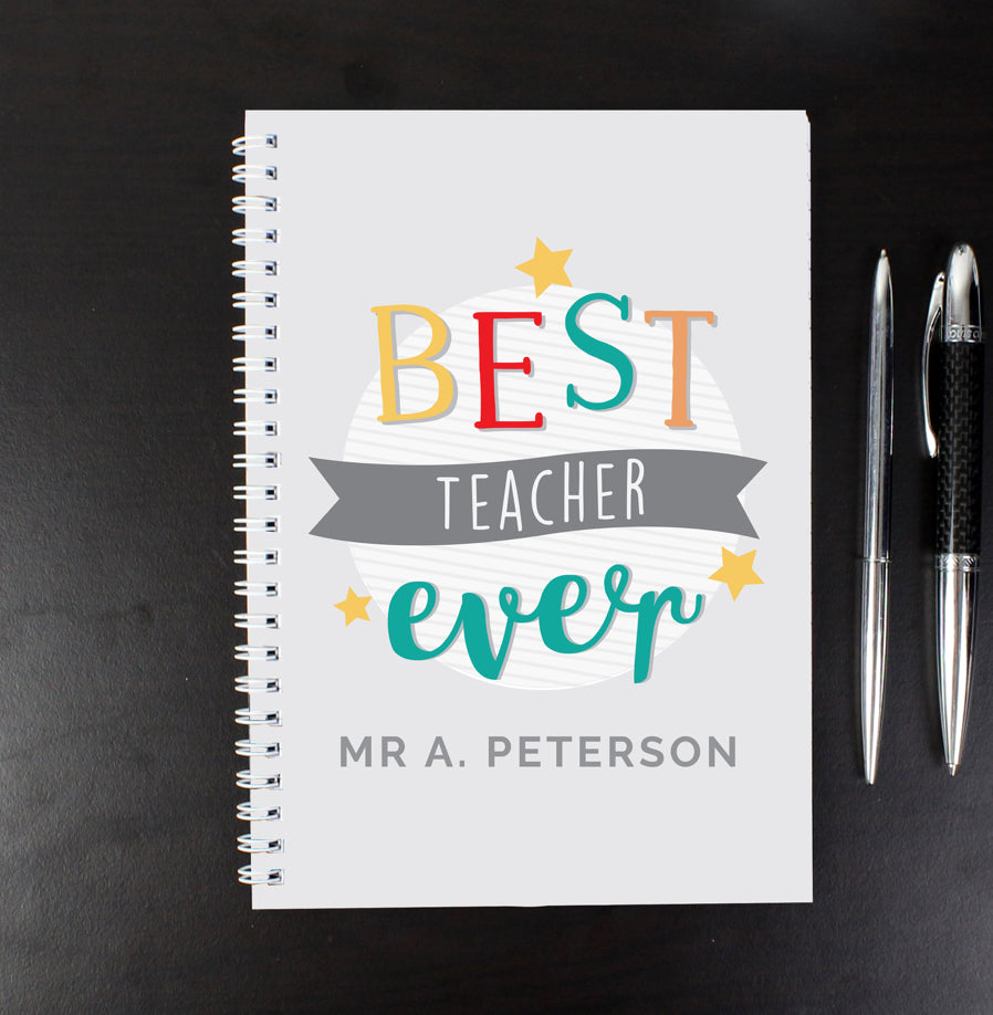 Personalised 'Best Teacher Ever' A5 Notebook