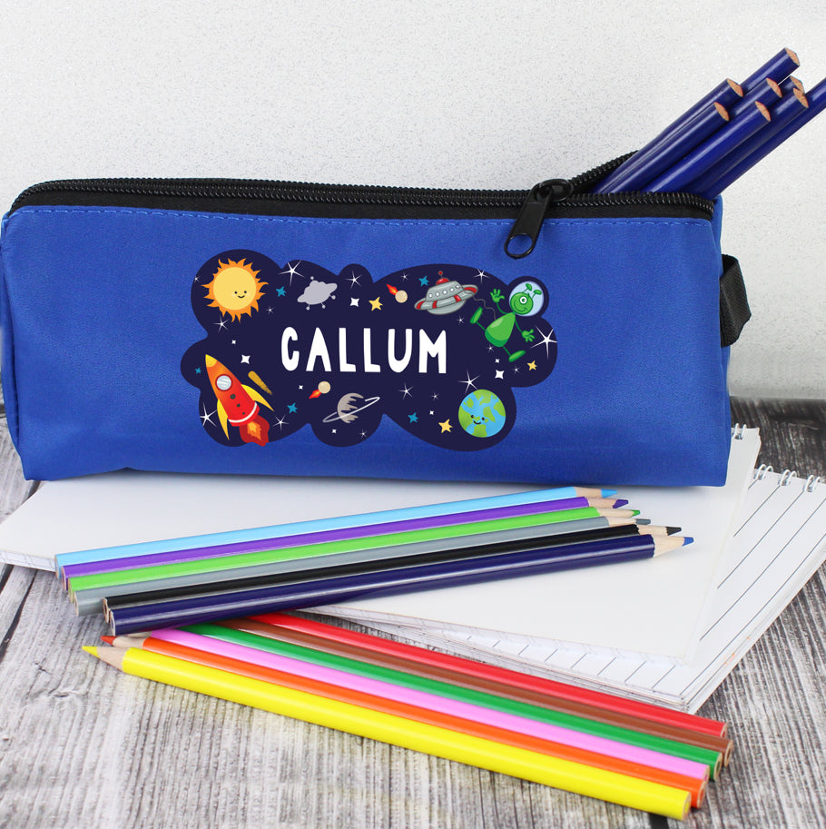 Personalised Space Blue Pencil Case