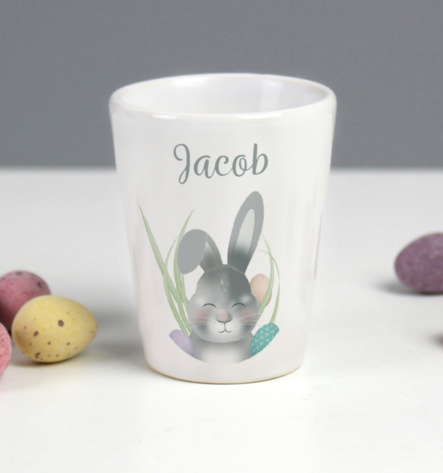 Personalised Grey Easter Bunny Egg Cup
