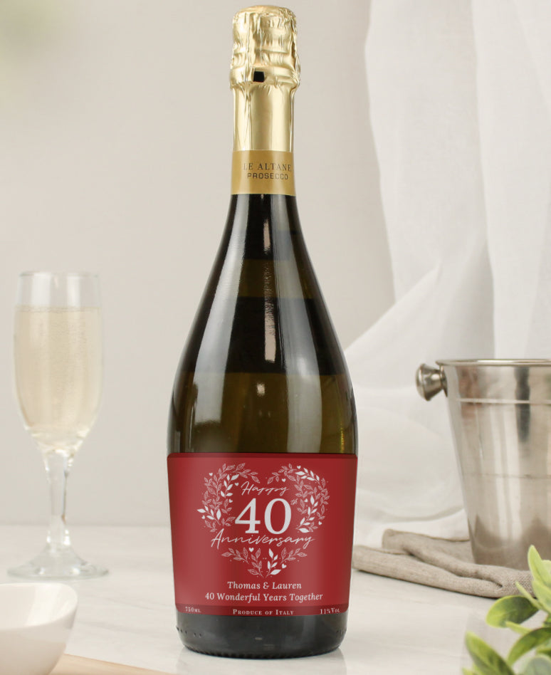 Personalised 40th Ruby Wedding Anniversary Prosecco