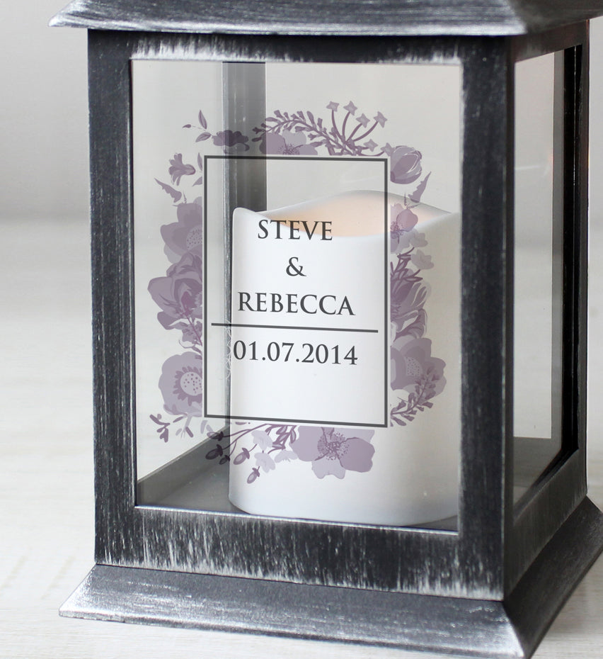 Personalised Soft Watercolour Rustic Black Lantern