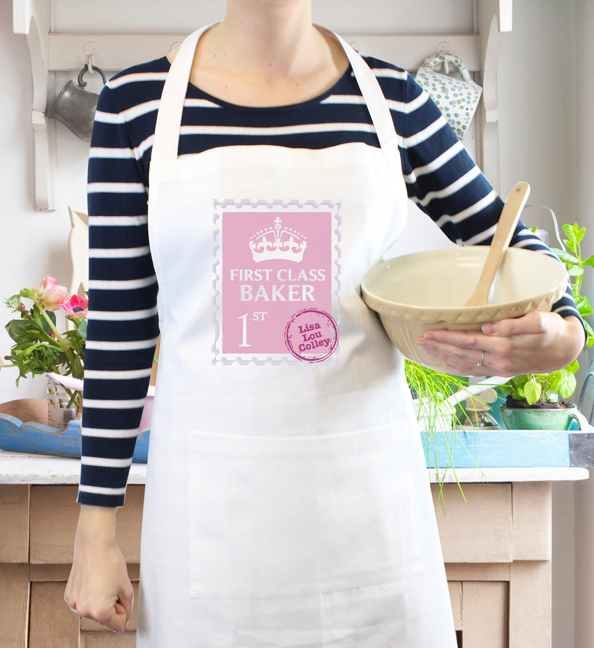 Personalised Pink 1st Class Apron