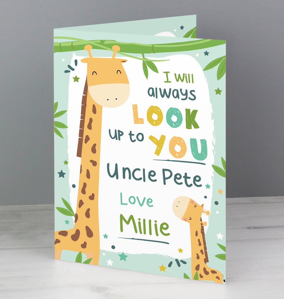 Personalised Look Up To You Giraffe Card