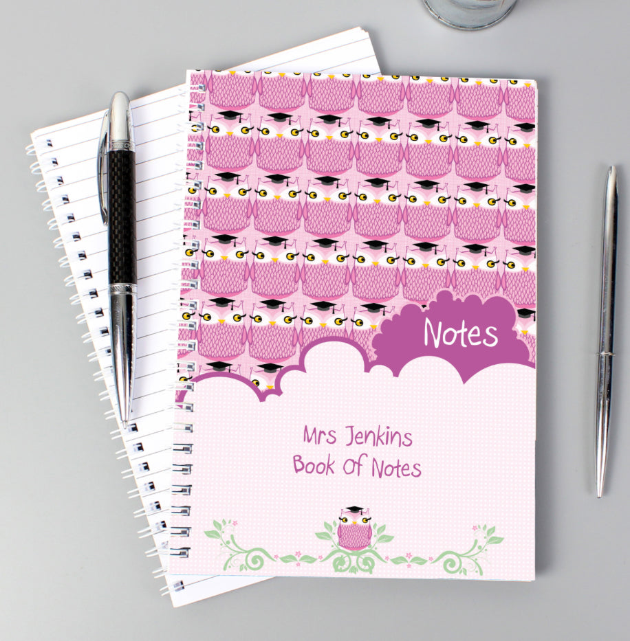 Personalised Miss Owl Teacher A5 Notebook