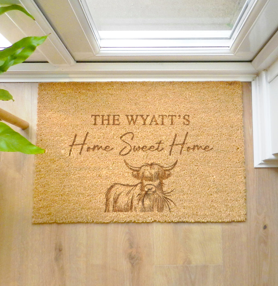 Personalised Highland Cow Doormat