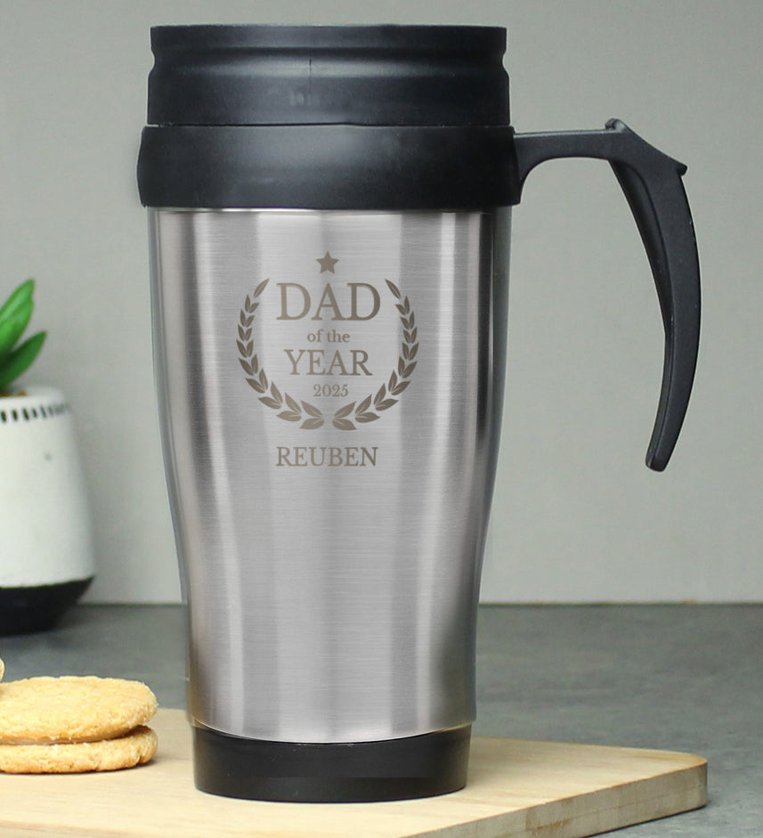 Personalised Dad of The Year Travel Mug
