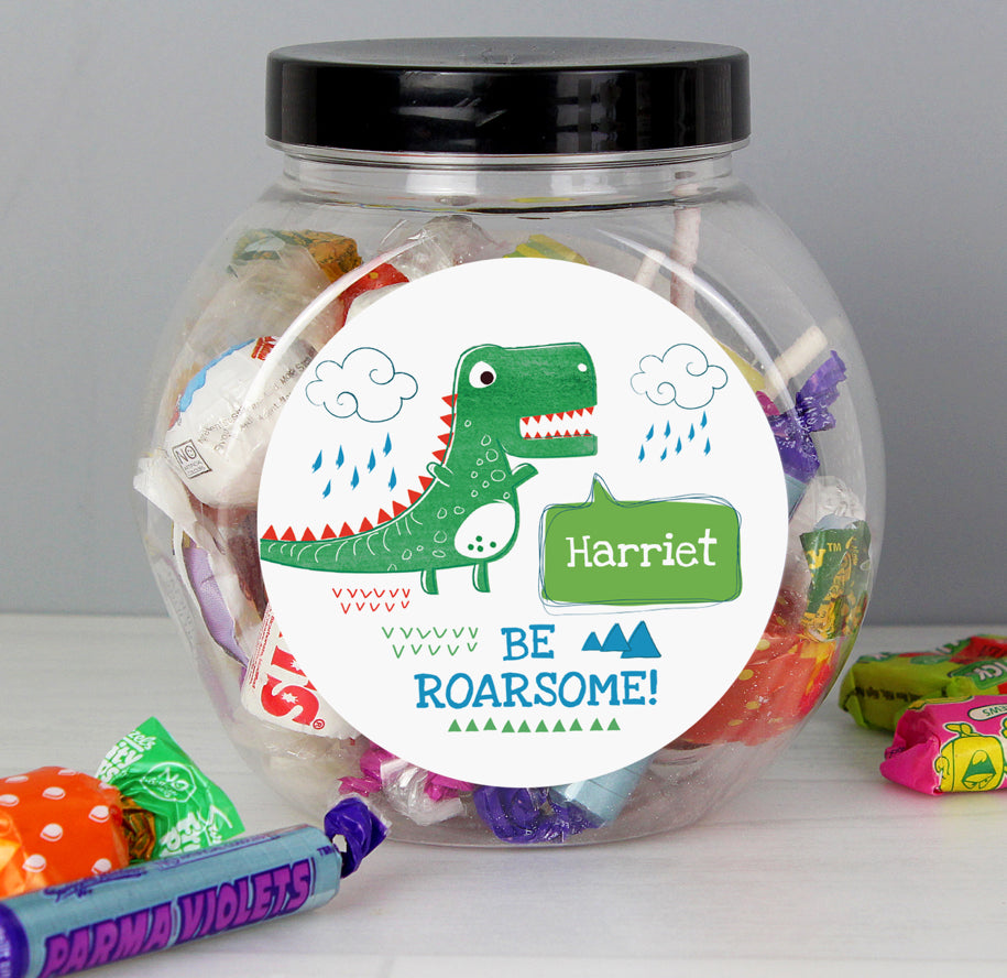 Personalised 'Be Roarsome' Dinosaur Sweet Jar