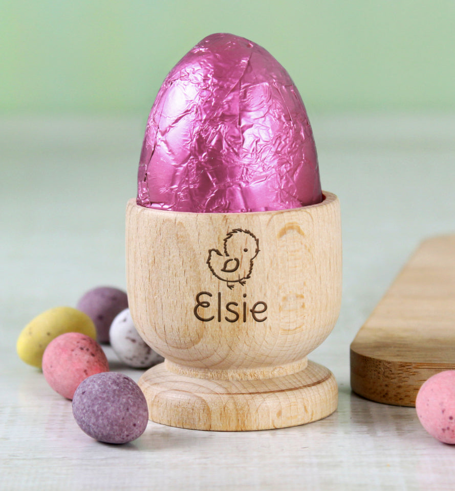 Personalised Chick Wooden Egg Cup