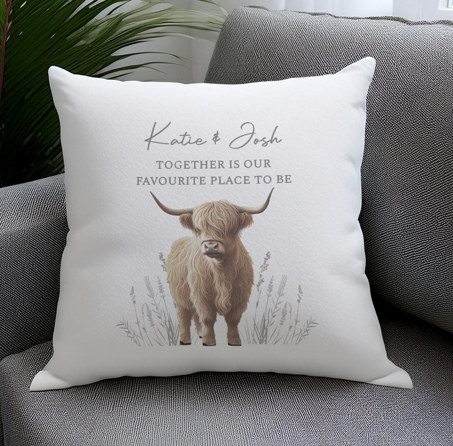 Personalised Highland Cow Cushion