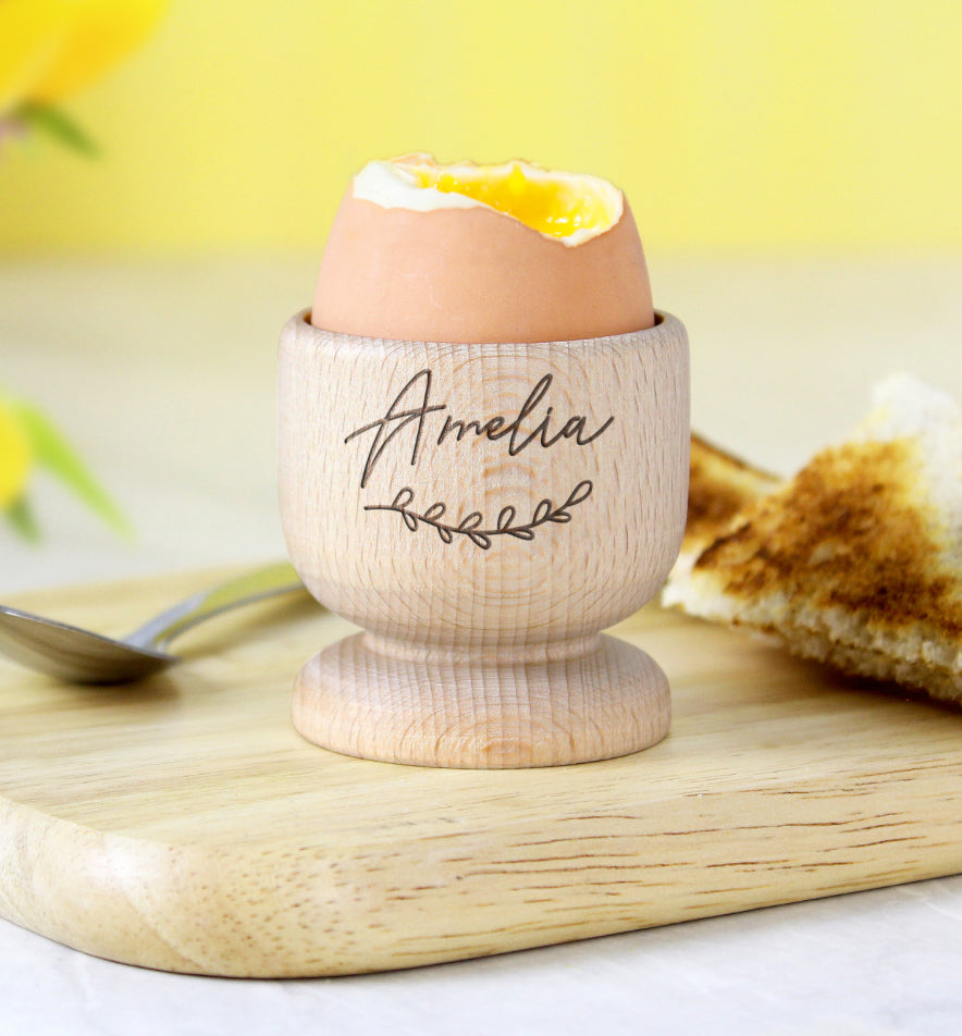 Personalised Name Wooden Egg Cup