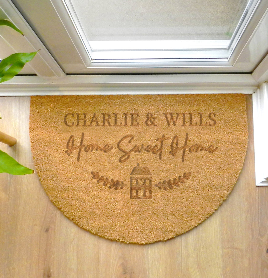 Personalised Home Sweet Home Half Moon Indoor Doormat