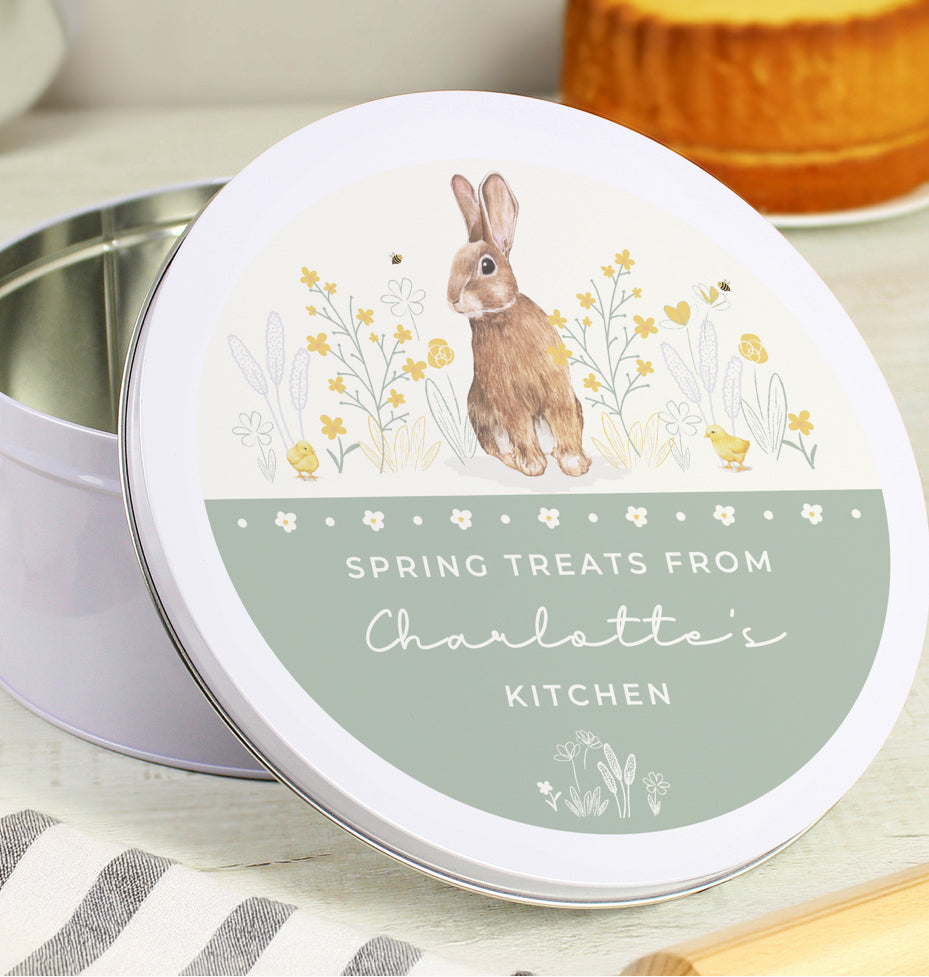 Personalised Spring Bunny Cake Tin