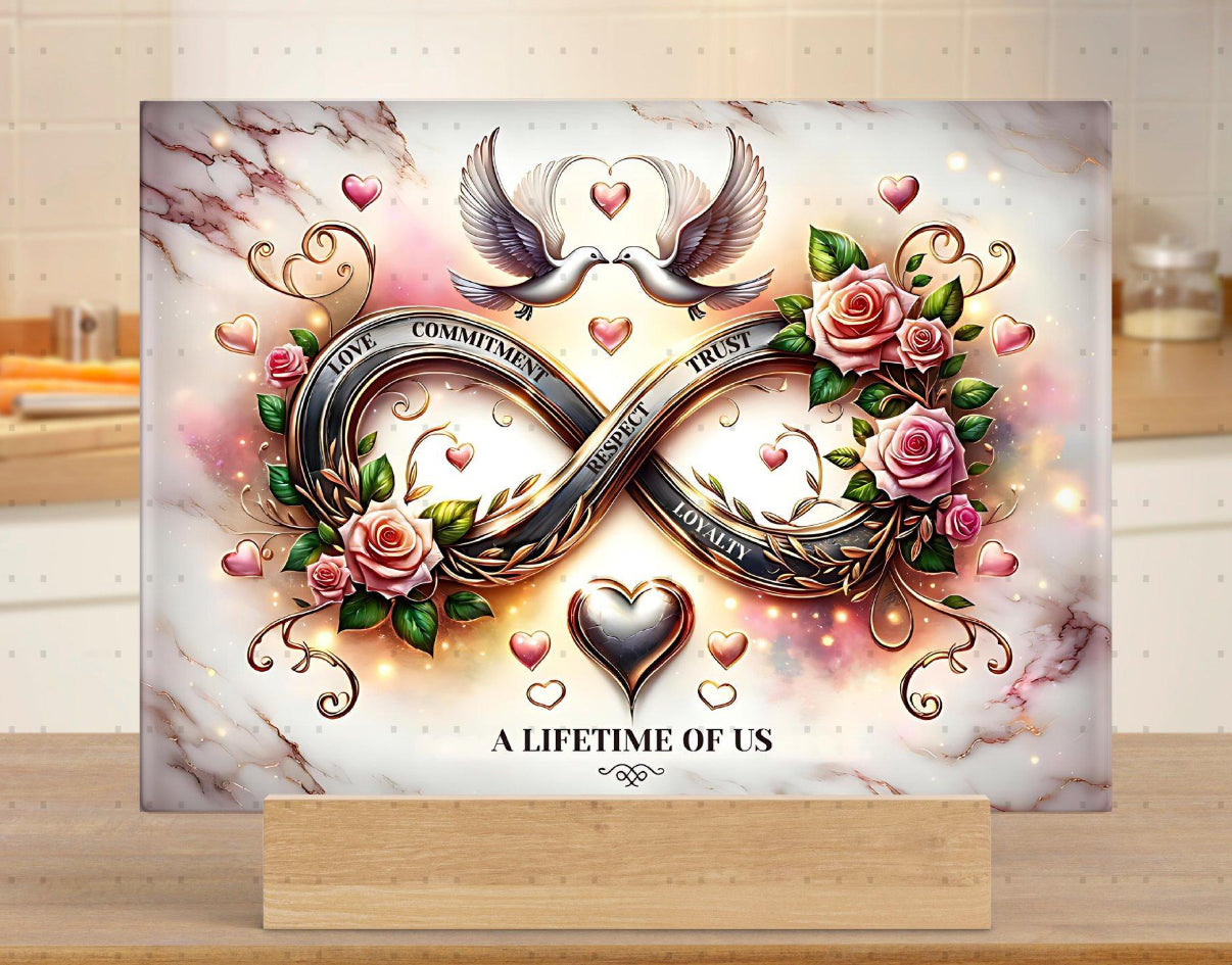 A Lifetime Of Us Glass Chopping Board