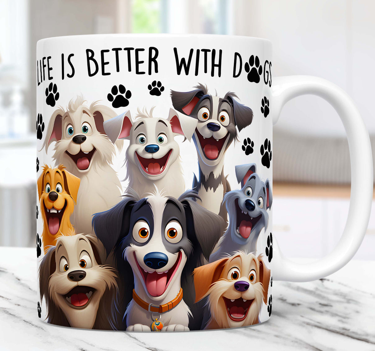 Life is better with dogs mug
