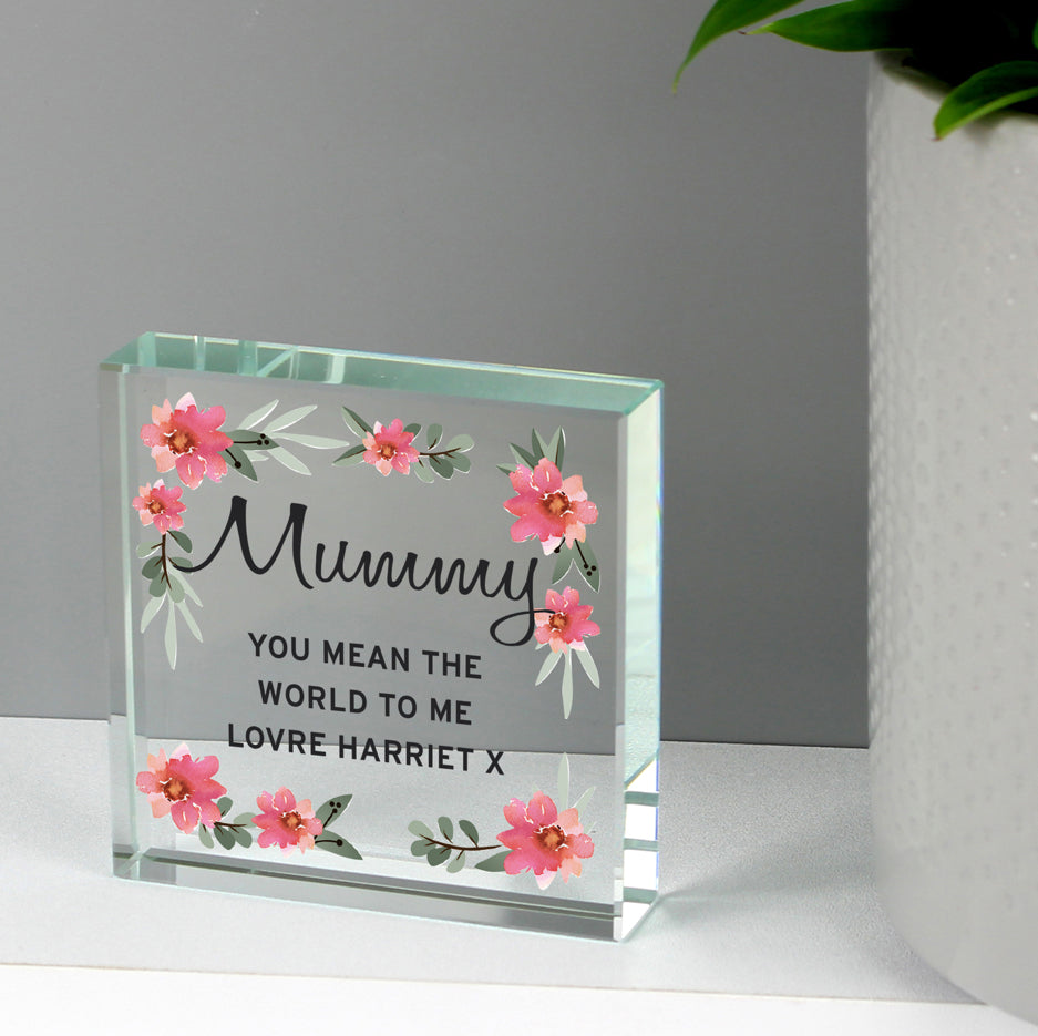 Personalised Floral Sentimental Crystal Token