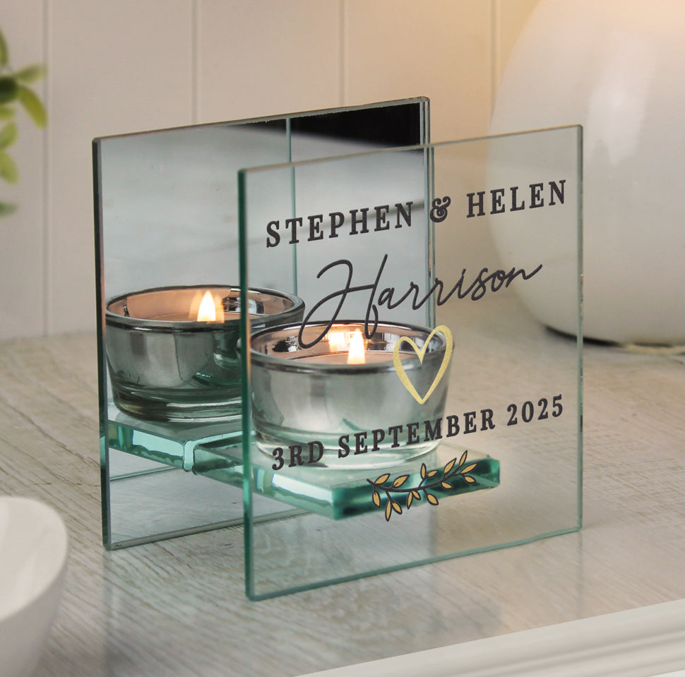 Personalised Wedding Mirrored Tealight Holder