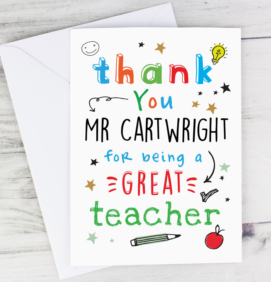 Personalised Thank You Teacher Card