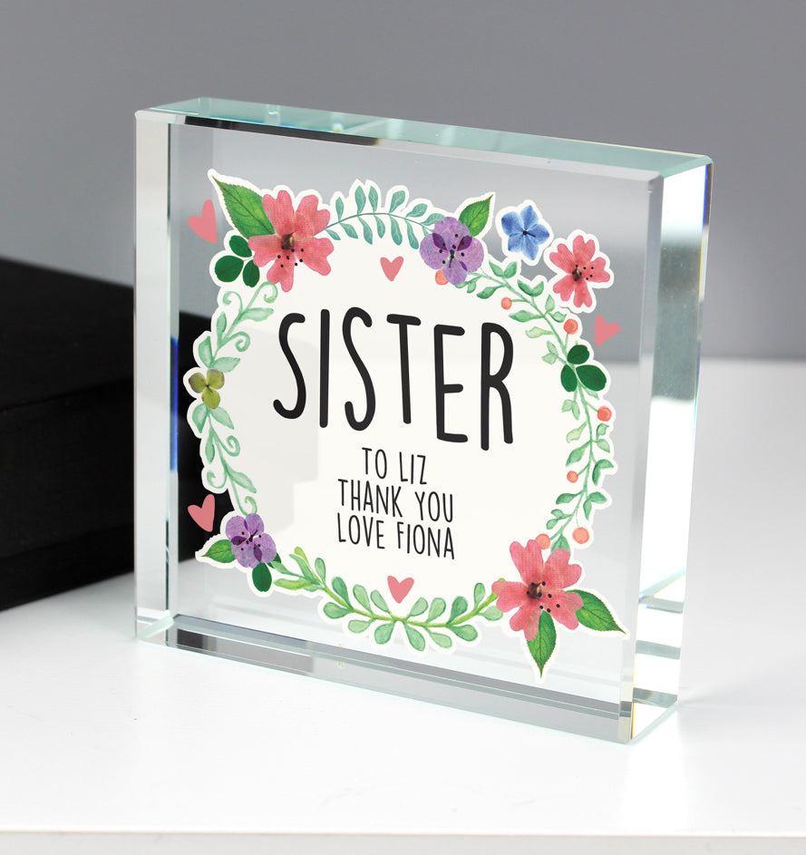 Personalised Floral Crystal Token