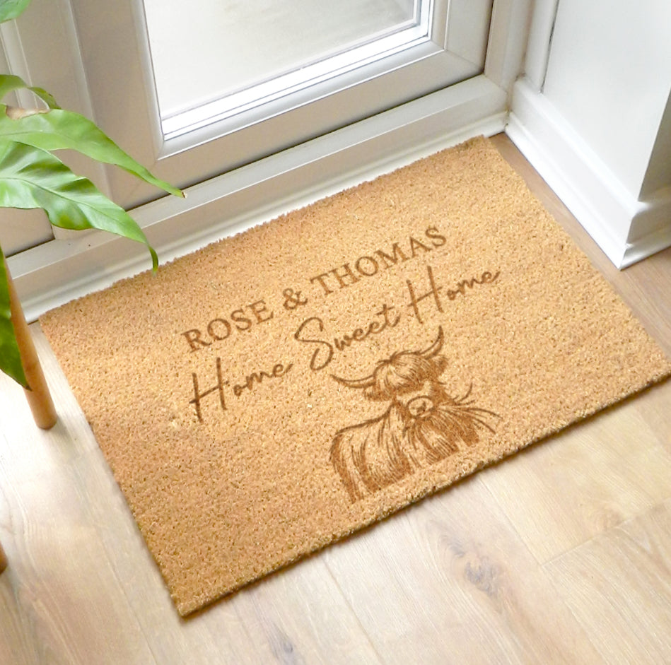 Personalised Highland Cow Doormat