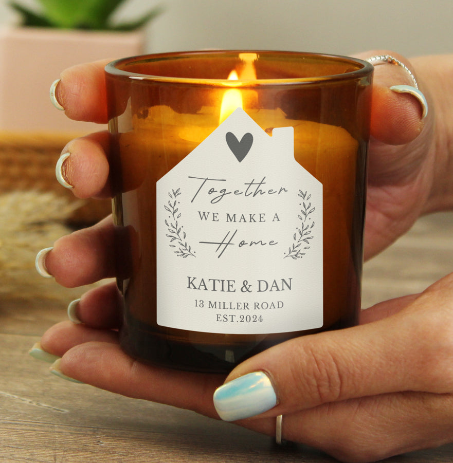 Personalised Home Amber Glass Candle