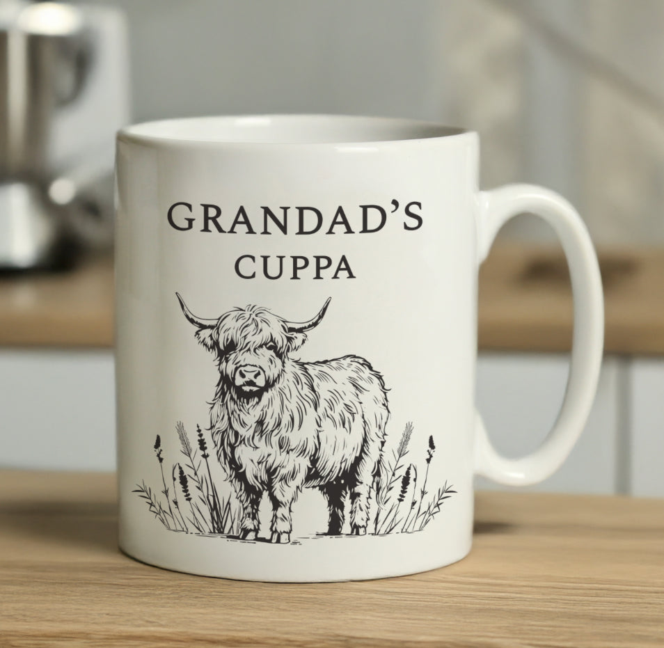 Personalised Black Highland Cow Mug