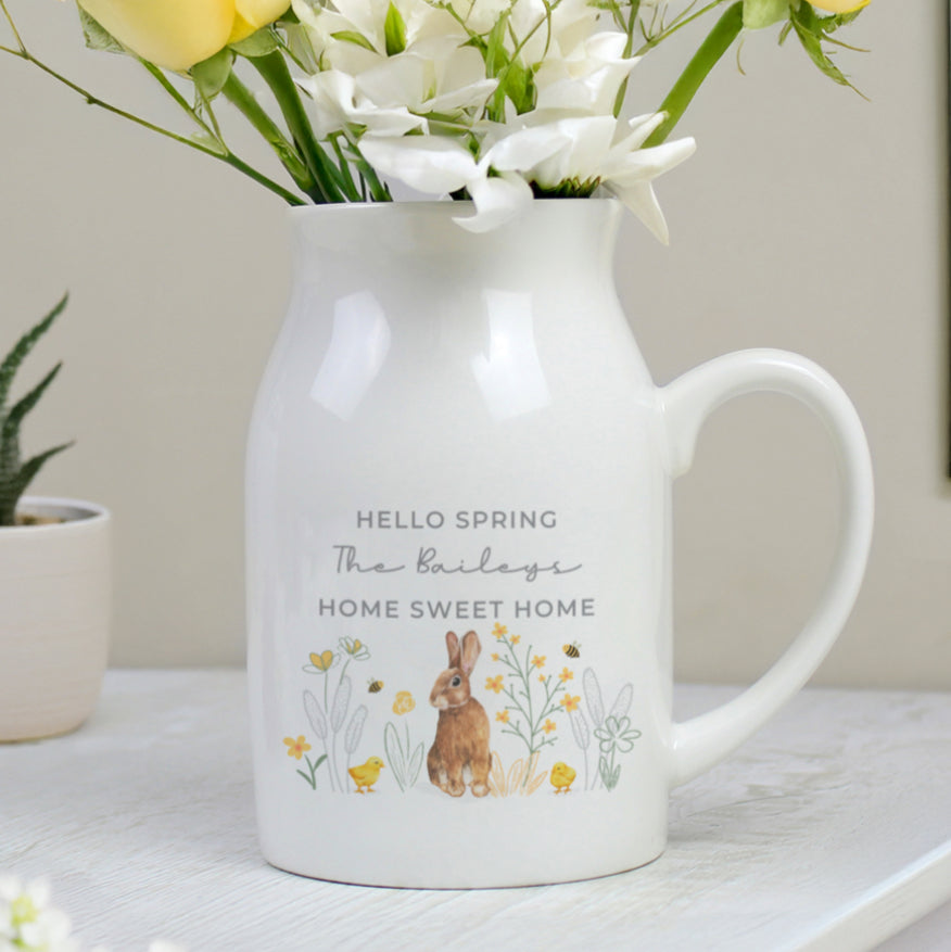 Personalised Spring Bunny Jug Vase