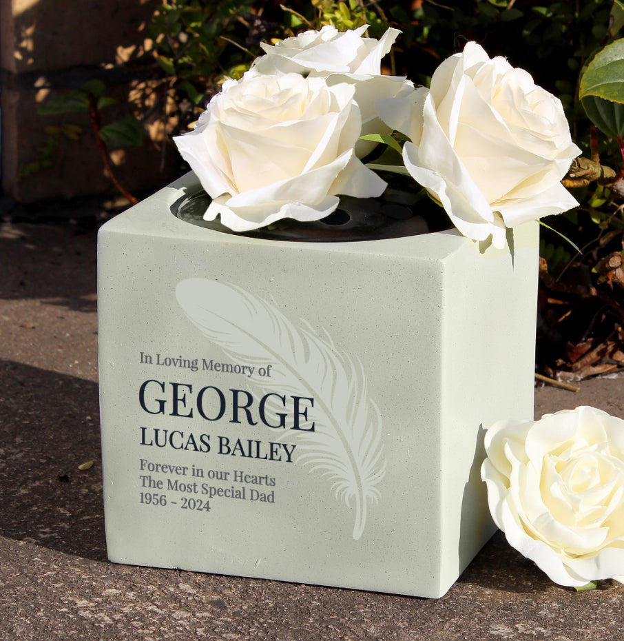 Personalised Feather Memorial Vase