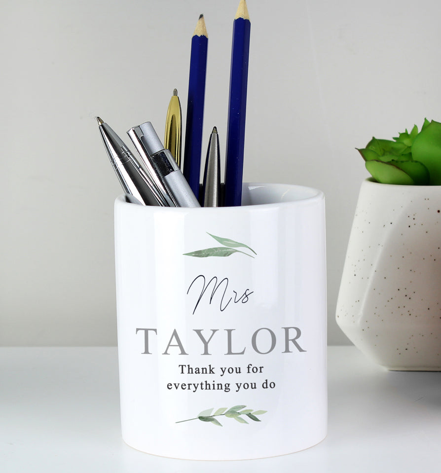 Personalised Free Text Botanical Ceramic Storage Pot