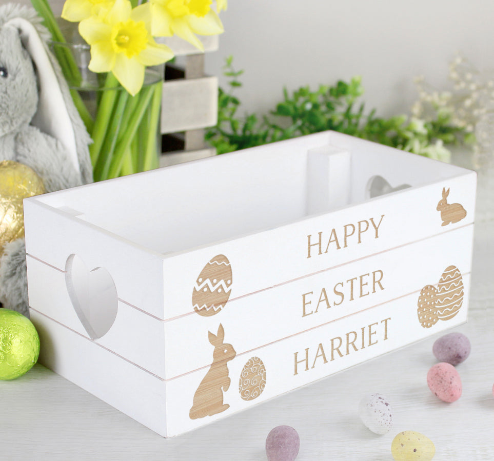 Personalised Easter Bunny Small Wooden Crate