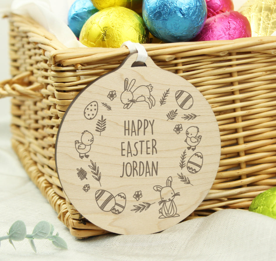 Personalised Happy Easter Wooden Decoration