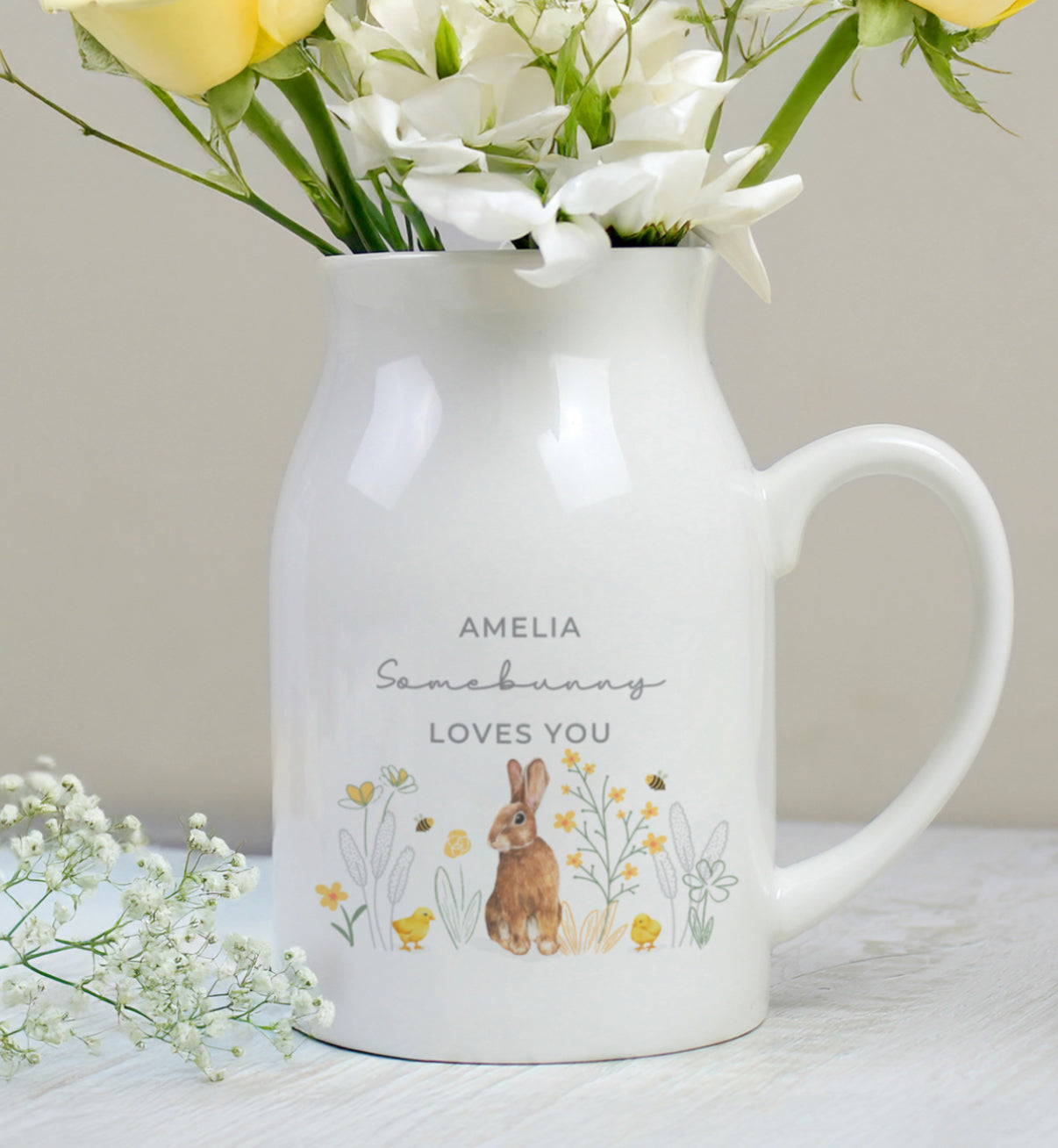 Personalised Spring Bunny Jug Vase