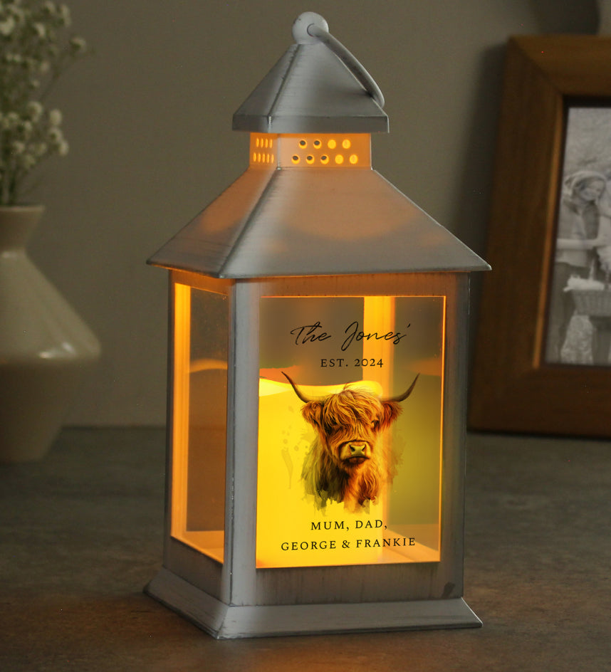 Personalised Highland Cow LED Lantern