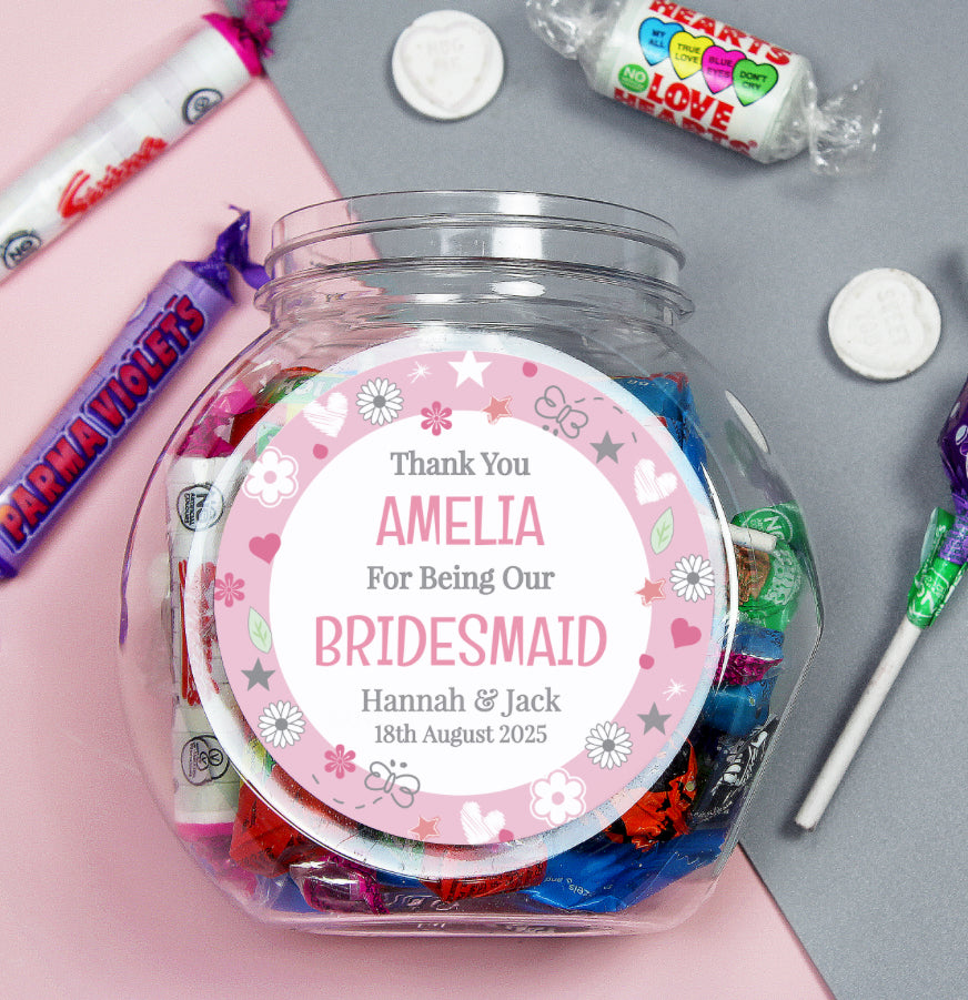 Personalised Bridesmaid Sweet Jar