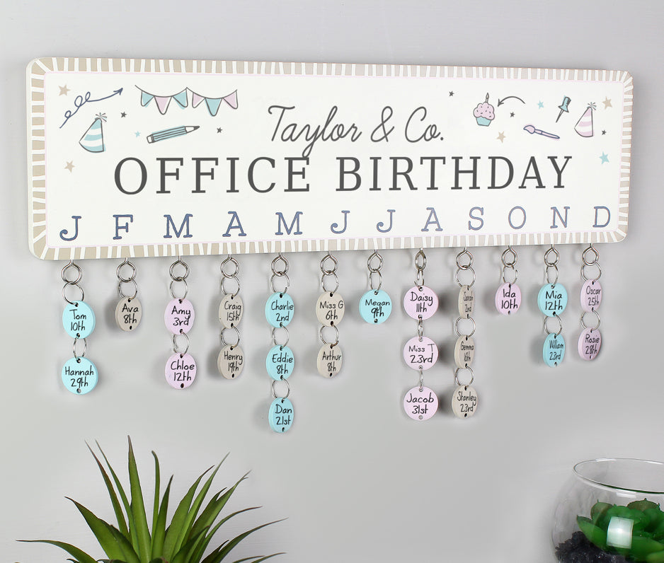 Personalised Classroom Office Birthday Planner Plaque with Customisable Discs